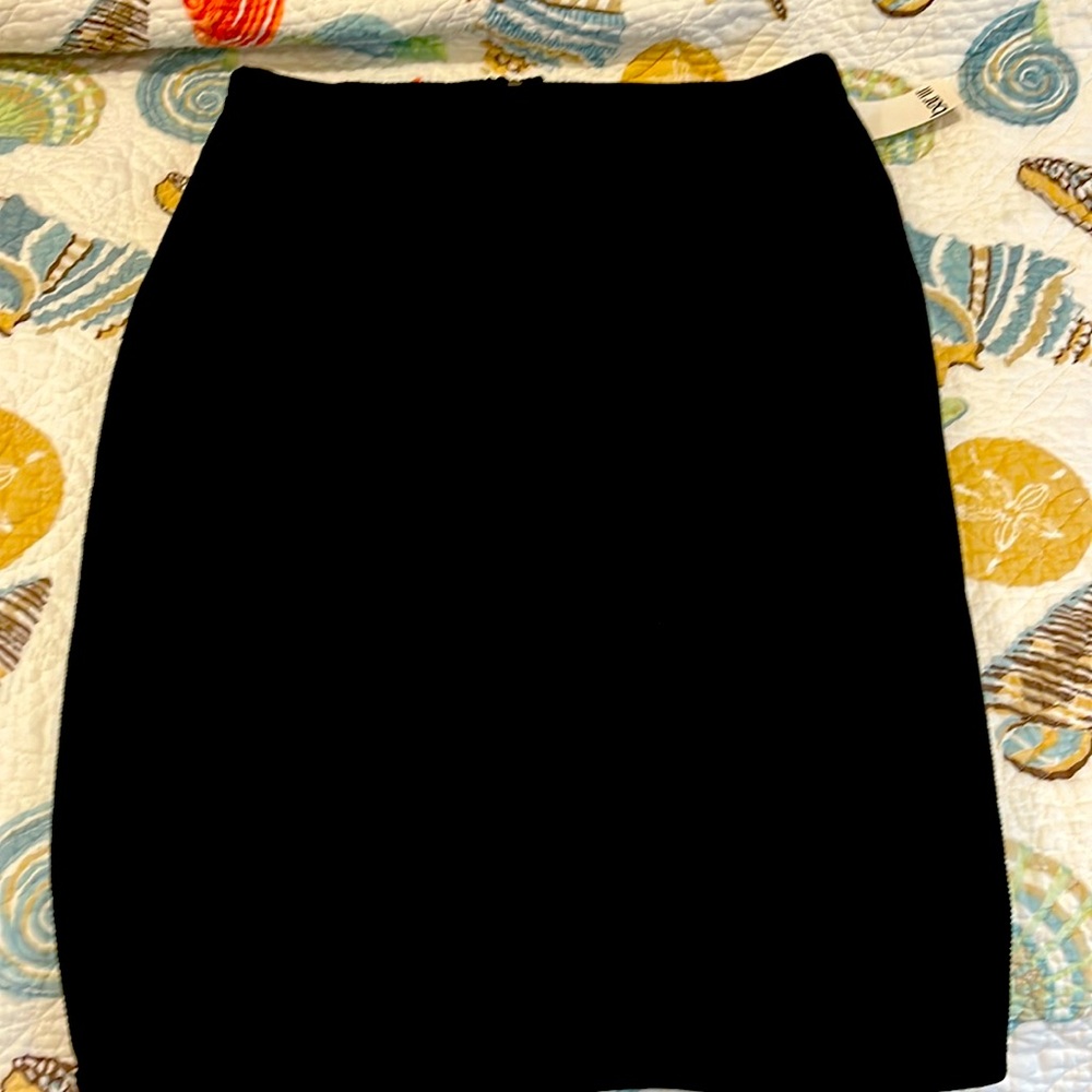 Women black pencil skirt midi with back zipper all the way down
